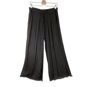 Stella Cruz Palazzo Pants Sheer Black Wide Leg High Waist Beach Long Size L